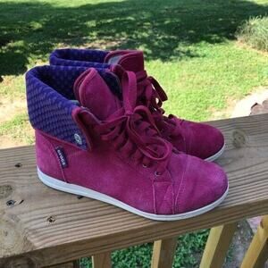 Crocs Pink Suede Fold Over High Top Sneakers Womens Size 6